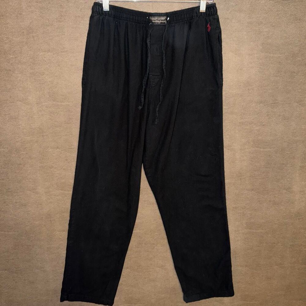 Black Polo Ralph Lauren cotton sleepwear/lounge pants with drawstring waist